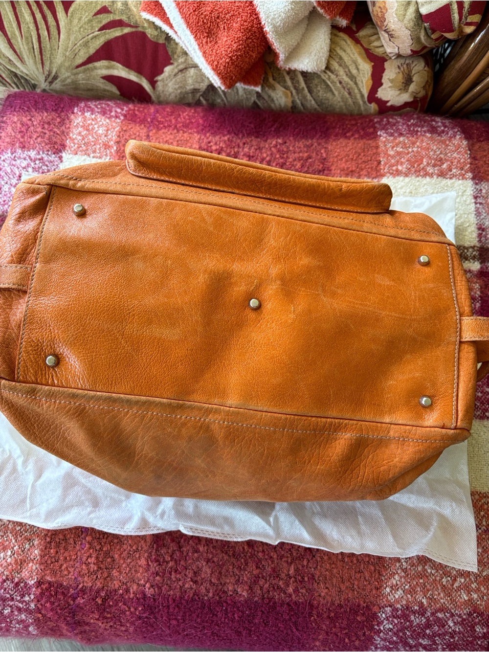 Vintage Furla Orange Leather Satchel Bag - Picture 7 of 8